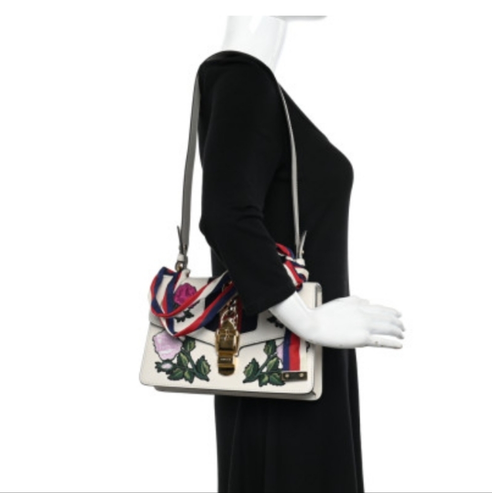 GUCCI SMALL SYLVIE WHITE CALFSKIN SHOULDER BAG